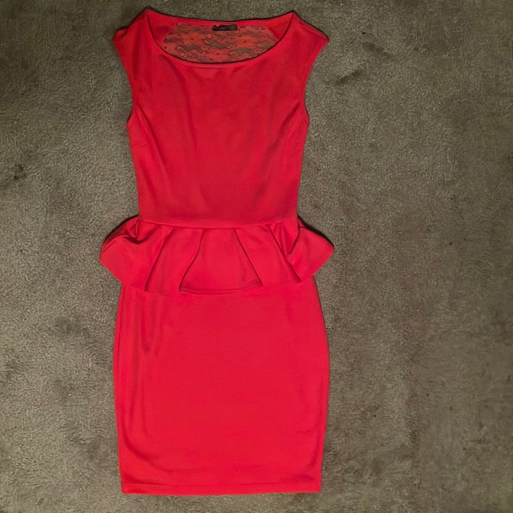 Soprano Coral Peplum Dress